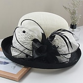 levne Fascinátory-Fascinátory Klobouky Doplňky do vlasů Polyester Organza Kbelík Slamák Sluneční klobouk Ležérní Dovolená Elegantní Vinobraní S Peří Mašličky Přílba Pokrývky Hlavy