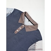 billige Color Block Polo for menn-Herre Ruter Golf skjorte Langermet Poloskjorter Skjorter med krage Årgang Fritid Ferieklær Formell klær Festivalklær Knapper 3D-utskrift Høst vinter Mørk Marineblå Blå Brun