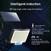abordables Farolas-1 foco solar de 228 LED para exteriores, luces solares de pared divididas, sensor de movimiento, 3 modos de iluminación desde el anochecer hasta el amanecer, lámpara de pared impermeable IP65 con control remoto.