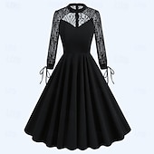 cheap Dresses-Retro Vintage 1950s Rockabilly Dress A-Line Dress Swing Dress Solid Color Women&#039;s Halloween Carnival Masquerade Party Bachelorette Party Adults Dress Homecoming Dresses