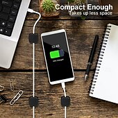 cheap Cable Organizer-12 Pieces Magnetic Cable Organizer Clips – Compact Cord Holders for USB, Type-C, Lightning – Desk Wire Management Cubes