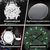 cheap Quartz Watches-New Olevs Men&#039;S Business Watch Chronograph Calendar 24-Hour Indicator Multi-Functional Quartz Watch Fashion Trend Waterproof Sports Watch