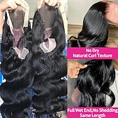 cheap Human Hair Lace Front Wigs-Remy Human Hair 13x4 Lace Front Wig Free Part Brazilian Hair Body Wave Black Wig 150% 180% Density with Baby Hair  Pre-Plucked For wigs for black women Long Human Hair Lace Wig