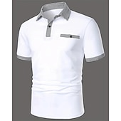 economico Polo classica da uomo-Per uomo Camicia da golf Golf polo da golf Ufficio Informale Bavero Manica corta Essenziale Moderno Color Block Pied-de-poule Collage Primavera estate Standard Nero Bianco Rosso Blu marino Blu Beige