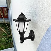 abordables Aplique de pared para exterior-1 lámpara solar de pared para exteriores, luz solar hexagonal, IP65 impermeable, luz solar para valla, lámpara de pared LED retro de encendido/apagado automático, decoración de luz resistente al