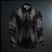 preiswerte Geometrische Muster-Herren 3D-Druck Geometrische Muster Knopfhemd Bedruckte Hemden Langarm Subkulturell Urlaub Party Strasse Frühling Sommer Umlegekragen Bedruckt Button-Down Rote Blau Grau