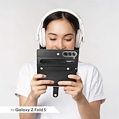 Χαμηλού Κόστους Samsung Θήκη-τηλέφωνο tok Για Samsung Galaxy Z Διπλώστε 6 Z Fold 5 Z Fold 4 Z Fold 3 Θήκη κάρτας πορτοφολιού Φερμουάρ Προστατευτικό για όλο το σώμα με λουράκι καρπού Ρετρό PC PU δέρμα