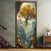 זול כיסויי דלתות-פנטזיה מפל מדורג דלת מכסה דלת שטיח קיר דלת וילון קישוט רקע דלת באנר לדלת הכניסה בית חווה אספקת עיצוב מסיבת חג