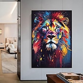 preiswerte Tiergemälde-Großes Löwen-Ölgemälde auf Leinwand, handgemaltes Tiger-Abstraktes Tier-Leinwandgemälde, Wandkunst, modernes impressionistisches Löwen-Kunstwerk, Bild für Wohnzimmer, Schlafzimmer, Wand,