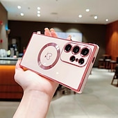 economico Cover Samsung-telefono Custodia Per Samsung Galaxy S24 S23 S22 S21 Ultra Plus S25 Ultra Per retro Supporta la ricarica wireless Resistente agli urti Con cuori TPU Placcatura