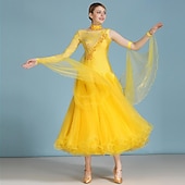 billige Ballroomkjoler-Ballroom-dans Kjole Rhinsten Dame Ytelse Langermet Polyester Nylon