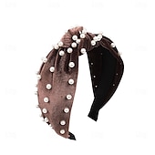 abordables Accessoires de coiffure-bandeaux de perles pour femmes, bandeau de perles antidérapants, larges nœuds supérieurs, bandeau noir, blanc, or rose avec perles, accessoires de cheveux pour femmes et filles, cadeaux quotidiens de