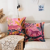 economico stile animale-Modello Leopardo Verde 1 Pc Federe Per Cuscini Di Dimensioni Multiple Cuscini Decorativi Per Esterni Costieri Morbidi Fodere Per Cuscini In Velluto Per Divano Letto Decorazioni Per La Casa