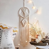 voordelige Decoratieve lichten-1pc Boheemse maanster dromenvangers verlichting boho macrame muuropknoping dromenvanger boho muurdecor handgemaakt geweven tapijt voor tienermeisjes jongens kinderkamer cadeau thuis appartement