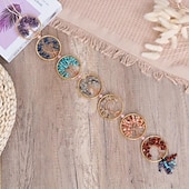 cheap Wall Accents-1pc Dream Catcher 7 Chakra Crystal Tree Of Life Wall Hanging Reiki Gemstone Dream Catchers Wall Hanger for Yoga Meditation Window Home Decor