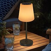 abordables Lámparas de mesa-Lámpara de mesa solar regulable, lámparas de mesa inalámbricas recargables, lámpara de mesa portátil de 3 modos de color para sala de estar, oficina, restaurante y patio