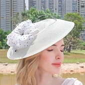 economico Cappelli per feste-fasce cappelli copricapo bombetta in fibra / cappello a cloche cappello di paglia cappello da sole matrimonio tea party matrimonio elegante con copricapo laterale in pizzo copricapo