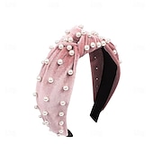 abordables Accessoires de coiffure-bandeaux de perles pour femmes, bandeau de perles antidérapants, larges nœuds supérieurs, bandeau noir, blanc, or rose avec perles, accessoires de cheveux pour femmes et filles, cadeaux quotidiens de