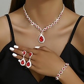 abordables Conjuntos de joyas-Juego de Joyas 4 piezas Brillante Legierung Pendientes Collare Pulseras Mujer Elegante Sencillo Lujo Geométrico Forma Geométrica Conjunto de joyas Para Aniversario Invitado a la boda Ocasión especial
