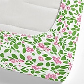 cheap Sheets &amp; Pillowcase-Floral Spring Fitted Sheet Set Ultra Soft Breathable 100% Cotton Silky Bed Sheets Deep Pocket Bedding Sheets 3 Piece Queen King Size