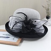 levne Fascinátory-Fascinátory Klobouky Doplňky do vlasů Polyester Organza Kbelík Slamák Sluneční klobouk Ležérní Dovolená Elegantní Vinobraní S Peří Mašličky Přílba Pokrývky Hlavy