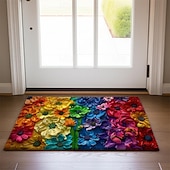 cheap Doormats-Wedding Rainbow Flowers Doormat Non-Slip Oil Proof Rug Indoor Outdoor Mat Bedroom Decor Bathroom Mat Entrance Rug Door Mat
