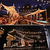 abordables Lumières de cordes solaires-Guirlande lumineuse solaire d&#039;extérieur, 10 m, 50 LED, guirlande lumineuse de Noël étanche avec 8 modes, design boule de cristal pour Noël, jardin, pelouse, porche, belvédère&amp;amp;décor de bistrot