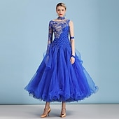 billige Ballroomkjoler-Ballroom-dans Kjole Rhinsten Dame Ytelse Langermet Polyester Nylon