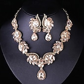 abordables Conjuntos de joyas-Juego de Joyas 3 piezas Vidrio Legierung 1 Collar Pendientes Mujer Elegante Moda Lujo Geométrico Forma Geométrica Conjunto de joyas Para Boda Fiesta Invitado a la boda