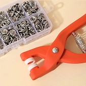 baratos artes, artesanato e costura-botões de pressão de metal com kit de ferramentas de alicate de fixação kit de ferramentas de instalação perfeita para fivelas de cinco garras inclui conjunto de alicates para botões de pressão invisíveis e fechos de pressão
