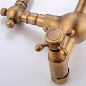 abordables Robinets de lavabo-Robinet lavabo - Rotatif / Classique Laiton Antique Montage Extérieur Mitigeur deux trousBath Taps