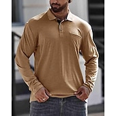 preiswerte Klassisches Poloshirt für Herren-Herren Poloshirt aus Baumwolle Golfhemd Arbeit Casual Kargen Langarm Basic Modern Glatt Taste Tasche Frühling &amp; Herbst Regular Fit Dunkelrot Wein Aprikose Dunkelgrau Wasserblau Schwarz Poloshirt aus