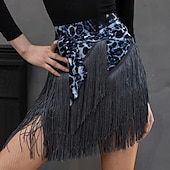 cheap Latin Dancewear-Latin Dance Ballroom Dance Skirts Leopard Print Printing Tassel Women&#039;s Performance Training High Spandex