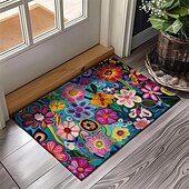 cheap Doormats-Mexico Folk Art Flowers Doormat Non-Slip Oil Proof Rug Indoor Outdoor Mat Bedroom Decor Bathroom Mat Entrance Rug Door Mat