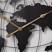 economico Decorazioni da parete-Grande orologio da parete mappa del mondo moderno muto semplice rotondo design in ferro soggiorno corridoio decorazione orologio elettronico 60 80 cm