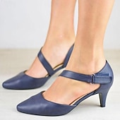 ieftine Semi-formal-Pentru femei Tocuri Pantofi pumps Pantofi rochie Petrecere În aer liber Zilnic Toc Mic Vârf ascuțit Modă minimalism Imitație Piele Curea Gleznă Negru Alb Albastru