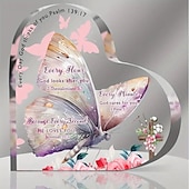 cheap Statues-Acrylic Christian Gifts For Women Inspirational Gifts With Bible Verse Prayers Inspirational Desk Decor Engraved Heart Keepsake Religious Gifts Birthday Gift Friendship Gifts For Women