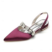 cheap Semi-Formal-Women&#039;s Wedding Shoes Flats Ladies Shoes Valentines Gifts White Shoes Wedding Party Daily Wedding Flats Bridal Shoes Bridesmaid Shoes Rhinestone Flat Heel Pointed Toe Elegant Fashion Luxurious Satin