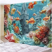 cheap Ocean Beach Tapestry-Undersea Landscape Hanging Tapestry Wall Art Large Tapestry Mural Decor Photograph Backdrop Blanket Curtain Home Bedroom Living Room Decoration