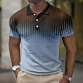 cheap Men&#039;s Color Block Polo-Men&#039;s Plaid Waffle Polo Shirts Golf Shirt Short Sleeve Polo Shirts Collared Shirts Vintage Casual Vacation Wear Formal Wear Festival Wear Buttons 3D Print Light Yellow Light Pink Black-White