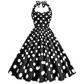 cheap Dresses-Retro Vintage 1950s Rockabilly Dress Swing Dress Polka dots Women&#039;s Carnival Masquerade Daily Wear Bachelorette Party Adults Dress Homecoming Dresses