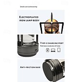 baratos Candeeiros de mesa-Lâmpada recarregável de alumínio 3 cores toque escurecimento interior quarto sala de estar atmosfera luz lâmpada de acampamento ao ar livre tipo-c