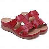 billiga Avslappnade sandaler-svarta slip-on-sandaler för kvinnor med utskuren design och bekväm sula för sommar- och fritidskläder