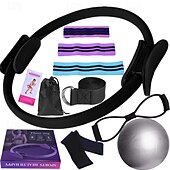 billige Antistress-leketøy-yoga fitness elleve deler sett med bånd lateks silke hip ring lateks elastisk ring yoga ball stretching band pilates