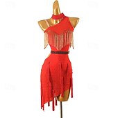 levne Oblečení na latinskoamerické tance-Latinské tance Šaty Třásně Křišťály / Bižuterie Dámské Výkon Bez rukávů Spandex