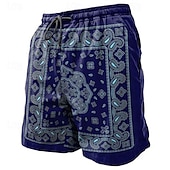 cheap Retro Vintage &amp; Ethic-Men&#039;s Paisley Swim Trunks Swim Shorts Board Shorts Mid Waist Vacation Hawaiian Ethnic Vacation Holiday Beach Drawstring with Mesh lining Elastic Waist Designer Clothing Apparel