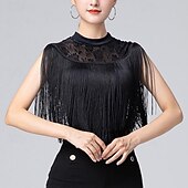 זול חלקים עליונים וסטים-ריקוד לטיני ריקודים סלוניים / סרבל תינוקותבגד גוף תחרה פרנזים צבע טהור בגדי ריקוד נשים הצגה הדרכה ללא שרוולים גבוה ניילון