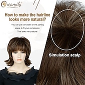 cheap Synthetic Trendy Wigs-Mullet Wig Shaggy Layered Fluffy Brown Mixed Blonde Curly Pixie Cut Wigs with Bangs Synthetic Wolf Cut Wig for Women 70s 80s Rocker Cosplay Halloween Costume Hair Replacement Wigs