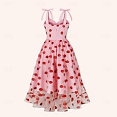 billiga Klänningar-Retro / vintage Femtiotal Middag Klänningar A-Line Klänning Swing klänning Frukt Dam Datum Möhippa Vuxna Klänning Hemkomstklänningar Sommar Vår
