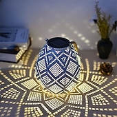abordables Éclairage paysager-lampe d&#039;extérieur solaire lanterne creuse imperméable corde de chanvre lampe d&#039;art en fer imitation tissu motif lampe de cour pour décor de scène, décor de festivals